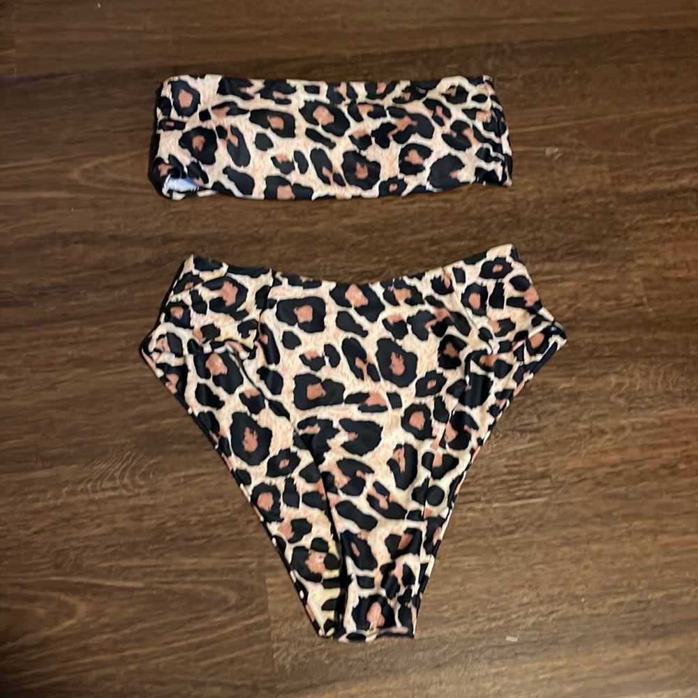 SOLD Animal print high rise bikini set (two piece)